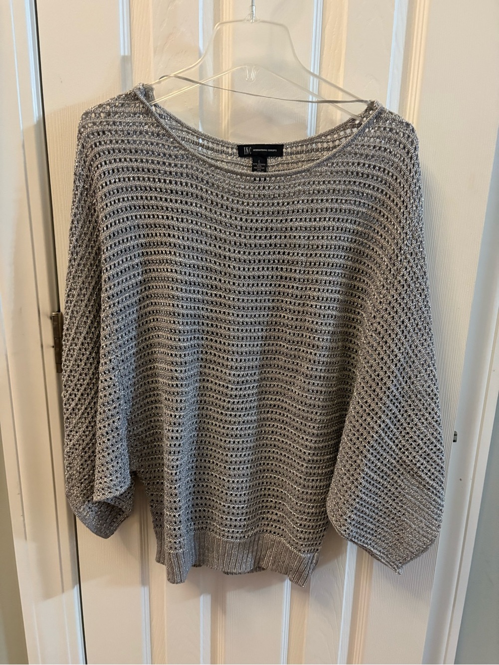 INC Silver Open-Knit Sweater